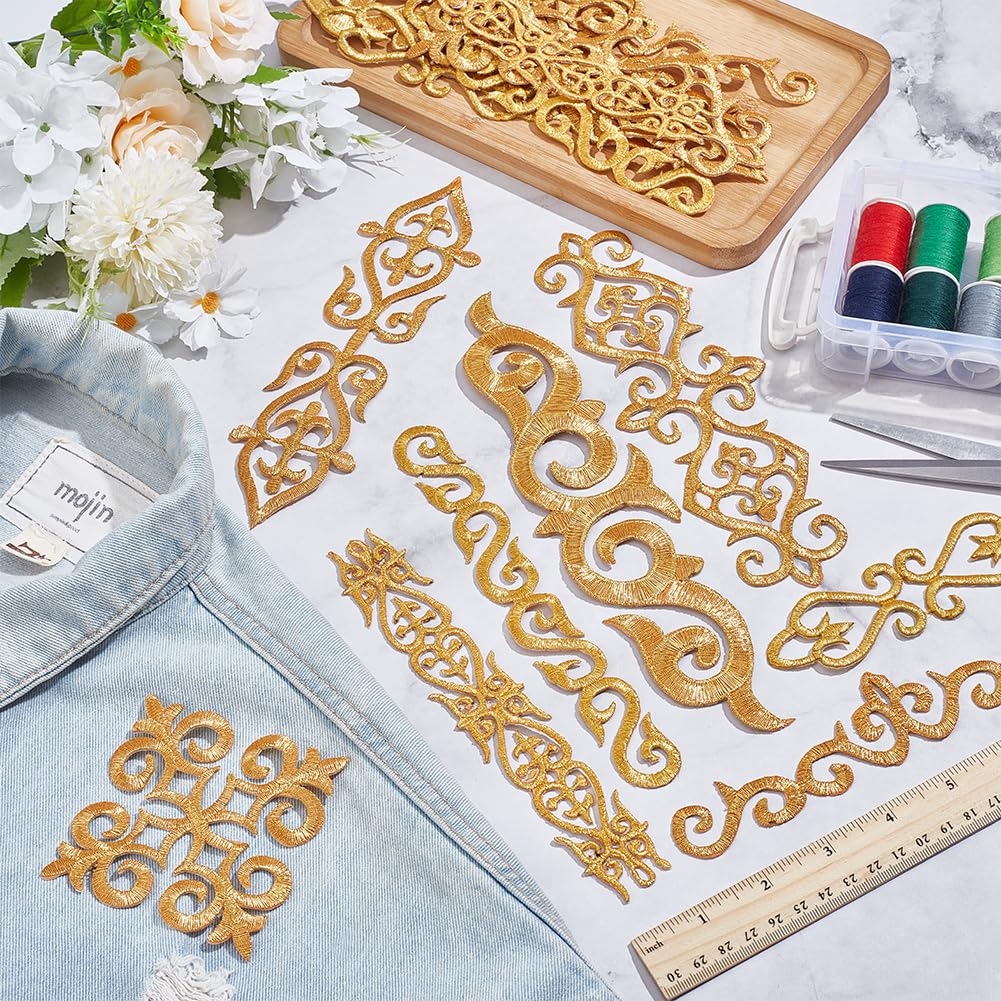 Amazon | NBEADS ゴールドフラワー刺繍パッチ16個 アイロン接着